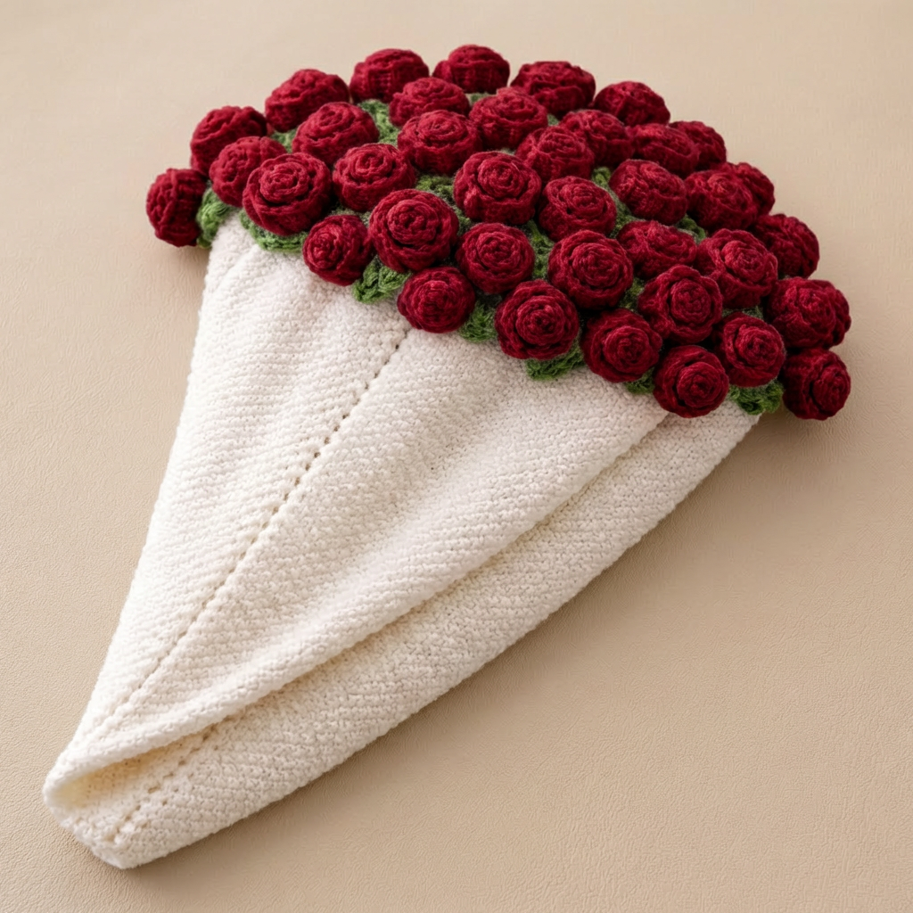 Szerelmi rózsák - Kézzel horgolt csokor